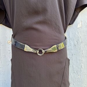 Suzi Roher black patent stretch belt, medium